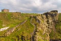 View of Tintagel Island and legendary Tintagel castle.