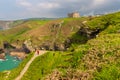 View of Tintagel Island and legendary Tintagel castle.