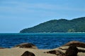 Details of TamanduÃÂ¡ Island seen from the rocks of Mococa