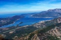 View of Tivat Airport, Peninsula Lustica and Adriatic coast Royalty Free Stock Photo