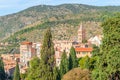 View of Tivoli, garden and Catholic church San Pietro alla Carit from the villa d Este, Italy Royalty Free Stock Photo
