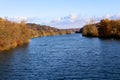 View to the aare river in Wangen an der Aare, Switzerland