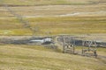 View to the abandoned arctic coal mine equipment in Longyearbyen, Norway. Royalty Free Stock Photo