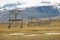 View to the abandoned arctic coal mine equipment in Longyearbyen, Norway.