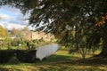 A View To The Abbey Over The Long Pond - Forde Abbey, Somerset, UK Royalty Free Stock Photo