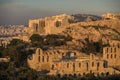 View to Acropolis with Propylaea and The Odeon of Herodes Atticus Theatre. Athens Royalty Free Stock Photo