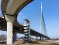 View to the Ada bridge on the river Sava in Belgrade, Serbia Royalty Free Stock Photo