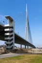 View to the Ada bridge on the river Sava in Belgrade, Serbia Royalty Free Stock Photo