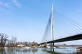 View to the Ada bridge on the river Sava in Belgrade, Serbia Royalty Free Stock Photo