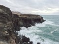 View to Ajuy coastline with vulcanic mountains on Fuerteventura island, Canary Islands, Spain Royalty Free Stock Photo