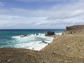 View to Ajuy coastline with vulcanic mountains on Fuerteventura island, Canary Islands, Spain Royalty Free Stock Photo