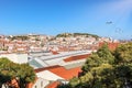 View to Alfama castle from Bairro Alto district in the historic center of Lisbon, traditional roofs in the old town, Portugal Royalty Free Stock Photo