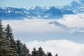 View to the Alps from the Pilatus mountain in Luzern, Switzerland. Royalty Free Stock Photo