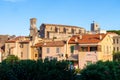 View to an ancient clock tower of a church in Cannes Royalty Free Stock Photo