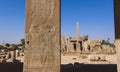 View to an Ancient Egyptian Hieroglyphic Drawing on the wall of the Karnak Temple Complex near Luxor