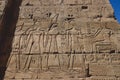 View to an Ancient Egyptian Hieroglyphic Drawing on the wall of the Karnak Temple Complex near Luxor