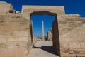 View to the Ancient Egyptian Ruins of Obelisk of Thutmosis I in Karnak Temple Complex near Luxor Royalty Free Stock Photo