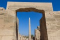 View to the Ancient Egyptian Ruins of Obelisk of Thutmosis I in Karnak Temple Complex near Luxor Royalty Free Stock Photo