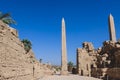 View to the Ancient Egyptian Ruins of Obelisk of Thutmosis I in Karnak Temple Complex near Luxor Royalty Free Stock Photo