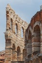 View to ancient Roman amphitheatre converted into arena in the centre of Verona Royalty Free Stock Photo