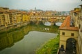 View to the Arno river and old bridge Ponte Vecchio in Florence, Italy Royalty Free Stock Photo