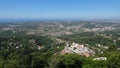 Palacio National and surrounding seen from Moorish Castle in Sintra, Portugal Royalty Free Stock Photo