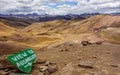 `View to Ausangate`, on Palccoyo Palcoyo rainbow mountains Royalty Free Stock Photo