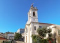 View to the Bairro Alto district in the historic center of Lisbon, traditional church Igreja das Chagas in the old town, Portugal