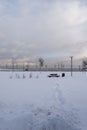 View to baltic sea and clouded sky. Fresh white snow during winter time. Reidi tee, Tallinn, Estonia, Europe. December