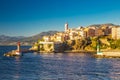 View to Bastia old city center, lighthouse and harbour Royalty Free Stock Photo