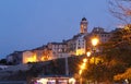 Night view to Bastia old city center . Bastia is second biggest town on Corsica, France, Europe. Royalty Free Stock Photo