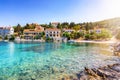 View to the bay of Fiscardo town, Kefalonia island, Greece Royalty Free Stock Photo