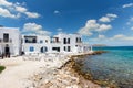 View to the bay of Naoussa, a traditional fishing village at the island of Paros