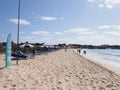 View to beach in African Santa Maria town on Sal island in Cape Verde Royalty Free Stock Photo