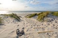View to beautiful landscape with beach and sand dunes near Henne Strand, Jutland Denmark Royalty Free Stock Photo
