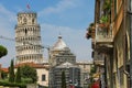 View to bell tower of the Cathedral (Leaning Tower of Pisa). Italy