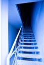 View to blue empty staircase Royalty Free Stock Photo