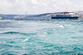 View to Bosphorus and Ferry Istanbul Turkey City Trip Summer 2019 Royalty Free Stock Photo