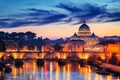 View to bridge and Vatican City at sunset Royalty Free Stock Photo