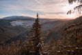 View to Brocken mountain peak covered in snow, in Harz Mountains, Germany Royalty Free Stock Photo