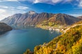 Brunnen town, Swiss Alps and Lucerne lake from Morschach, Switzerland