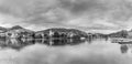 View to Bullay in the Moselle valley with vineyards and calm river