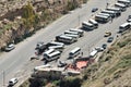 View to the Bus Station at city Karak from Al Karak castle Royalty Free Stock Photo