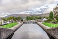 A view to Caledonian Canal locks at Fort Augustus village, Scotland