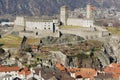 View to the Castelgrande castle in Bellinzona, Switzerland.