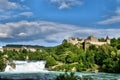 View to the castle at the rhine falls in Switzerland 20.5.2020