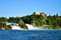 View to the castle at the rhine falls in Switzerland 20.5.2020