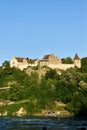 View to the castle at the rhine falls in Switzerland 20.5.2020