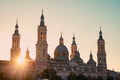 Zaragoza, Spain. View of baroque Basilica de Nuestra Senora del Pilar on sunny day Royalty Free Stock Photo