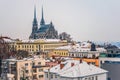 View to Cathedral of St. Peter and Paul in Brno in winter time Royalty Free Stock Photo